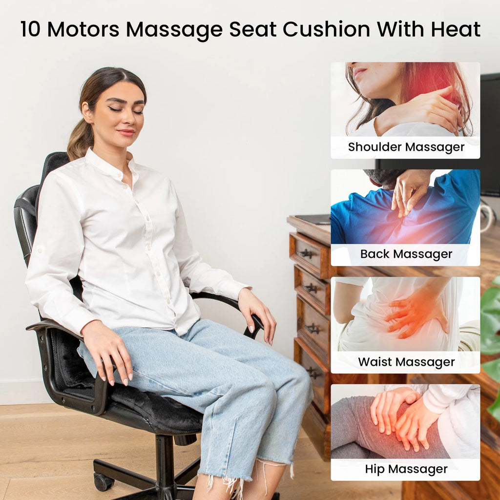 Vibration Massage Seat Cushion Back Massager with Heat Chair Pad Gifts for Men/Dad