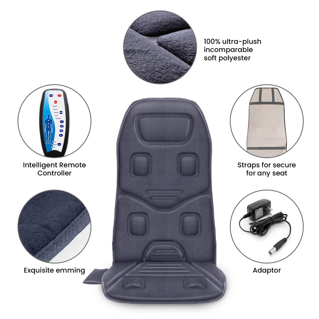 Vibration Massage Seat Cushion Back Massager with Heat Chair Pad Gifts for Men/Dad